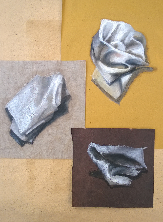 "Three"- oil pastel on paper, 2015