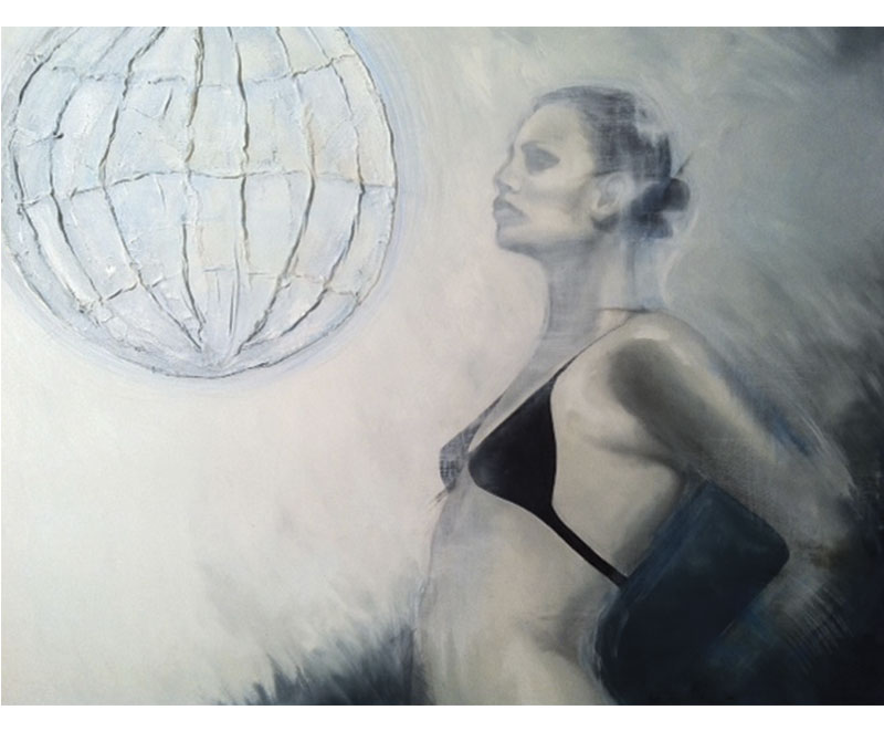 "Atlantide" 2011, olio su tela e tessuto- cm.120x100