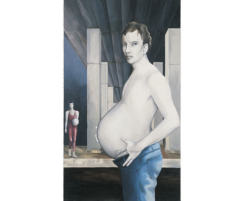"Gestazione" 1992 olio su tela, cm.70x120